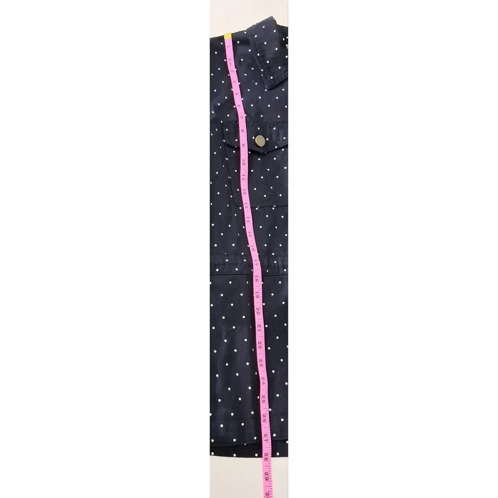 Kate & Sam Jacket Women's Large Navy Blue Polka Dot Button Rope Tie Nautical New